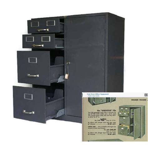 vintage cole steel 3 drawer filing cabinet with safe|cole file cabinets for sale.